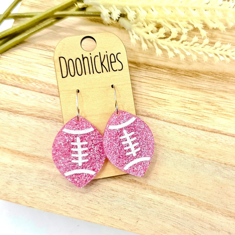 Pink Out Painted Football Earring Collection - Breast Cancer Awareness Earrings