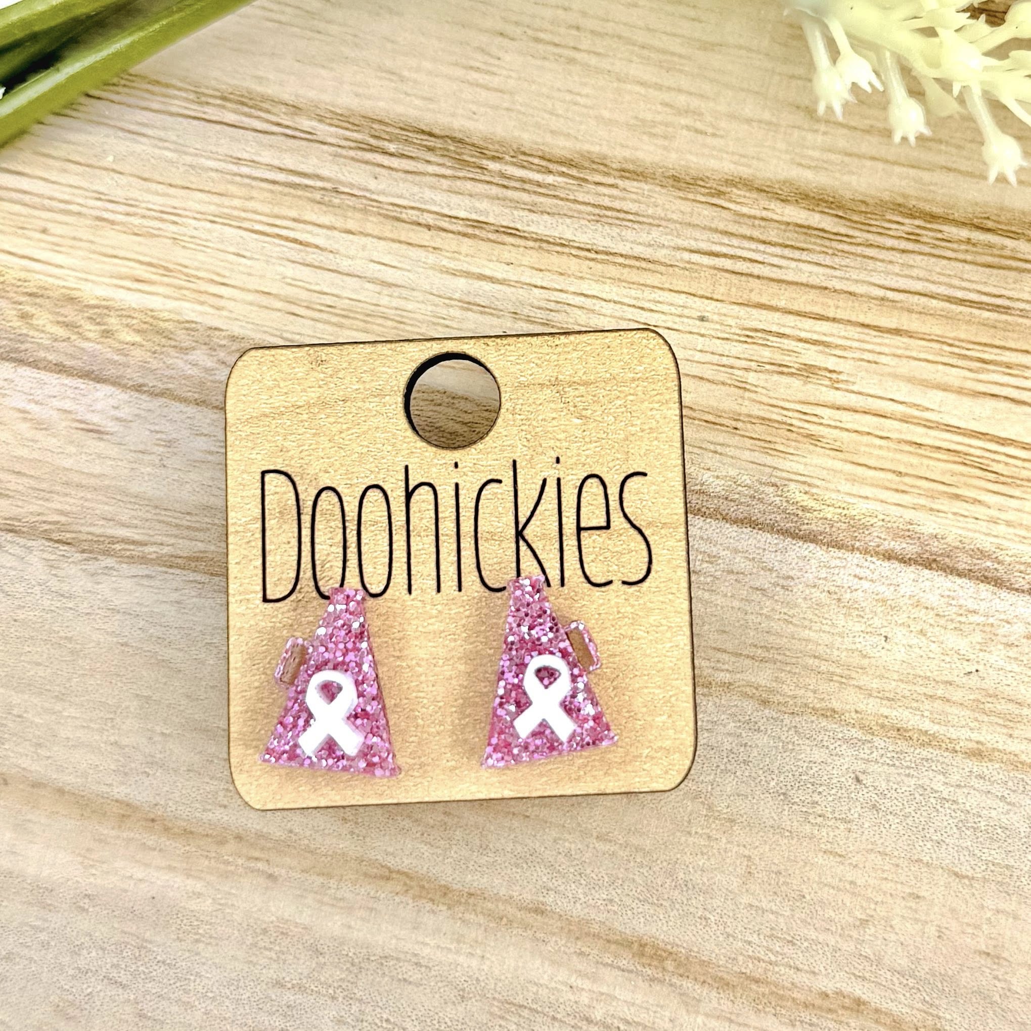 Pink Out Ribbon Megaphone Earring Collection - Breast Cancer Awareness Earrings
