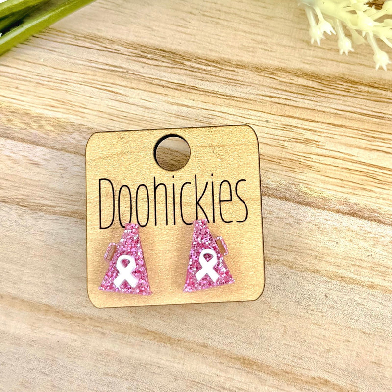 Pink Out Ribbon Megaphone Earring Collection - Breast Cancer Awareness Earrings