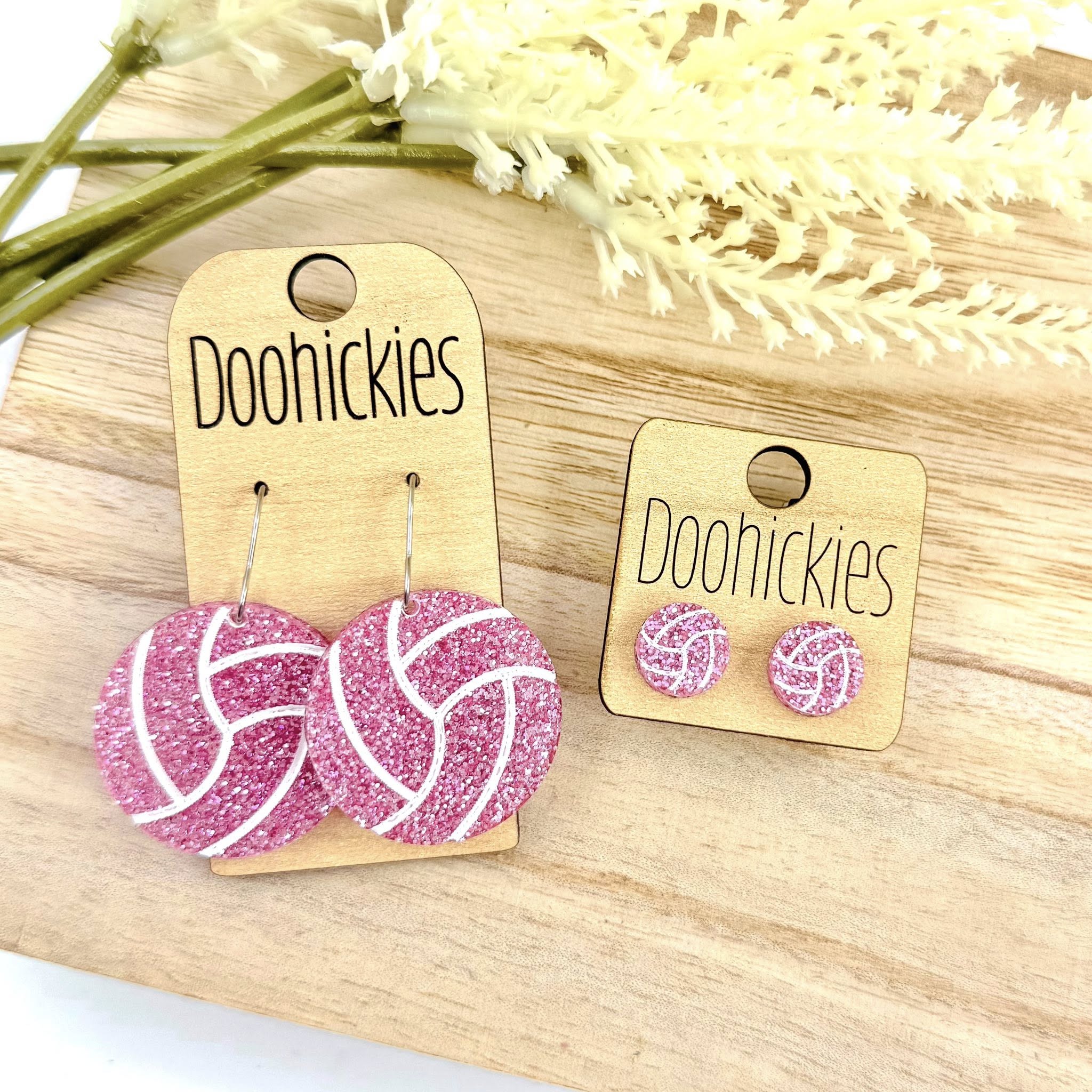 Pink Out Painted Volleyball Earring Collection - Breast Cancer Awareness Earrings