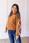 Terracotta Horizon Aztec Sleeve Sweater