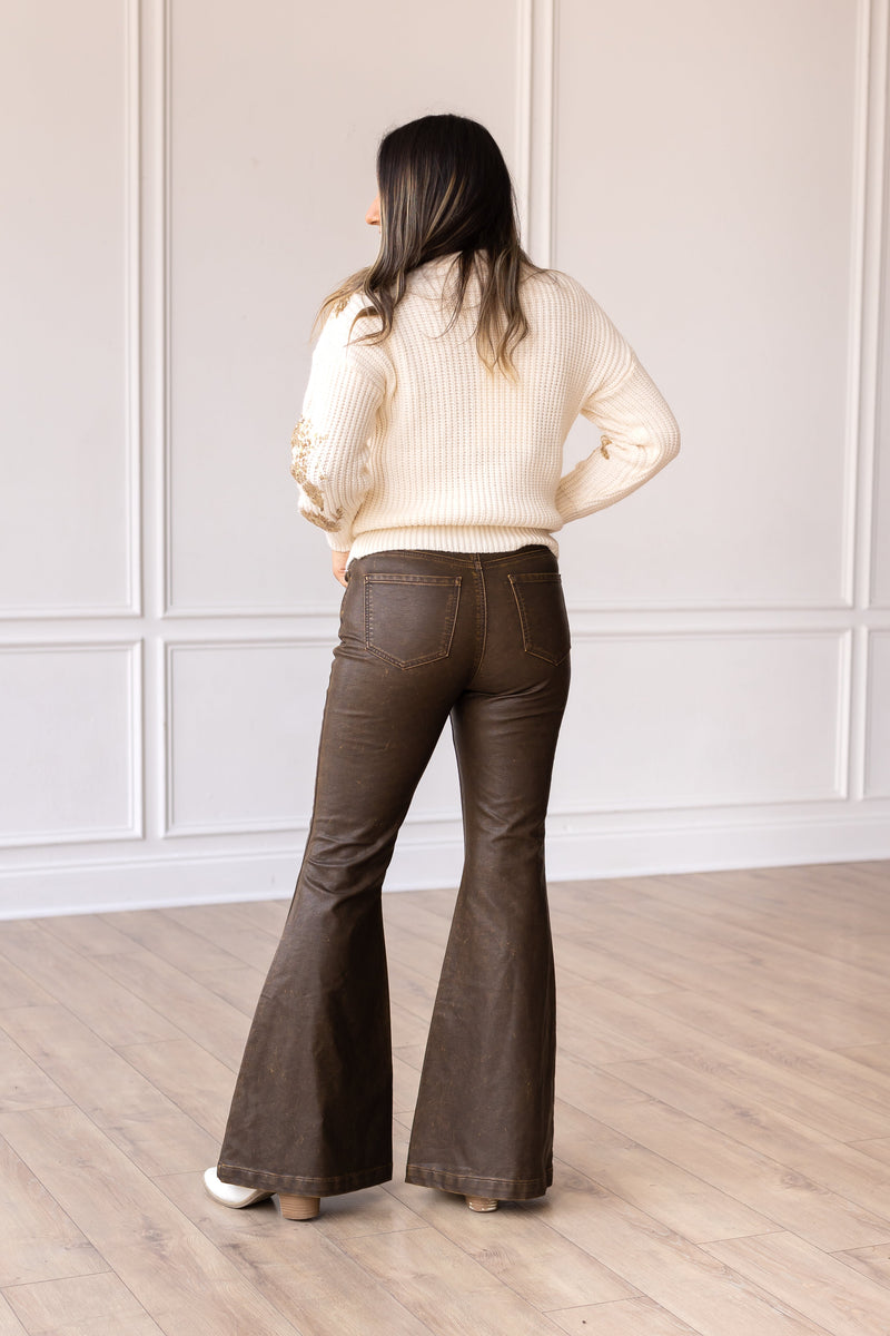 The Brandy Rustic Leather Bellbottoms