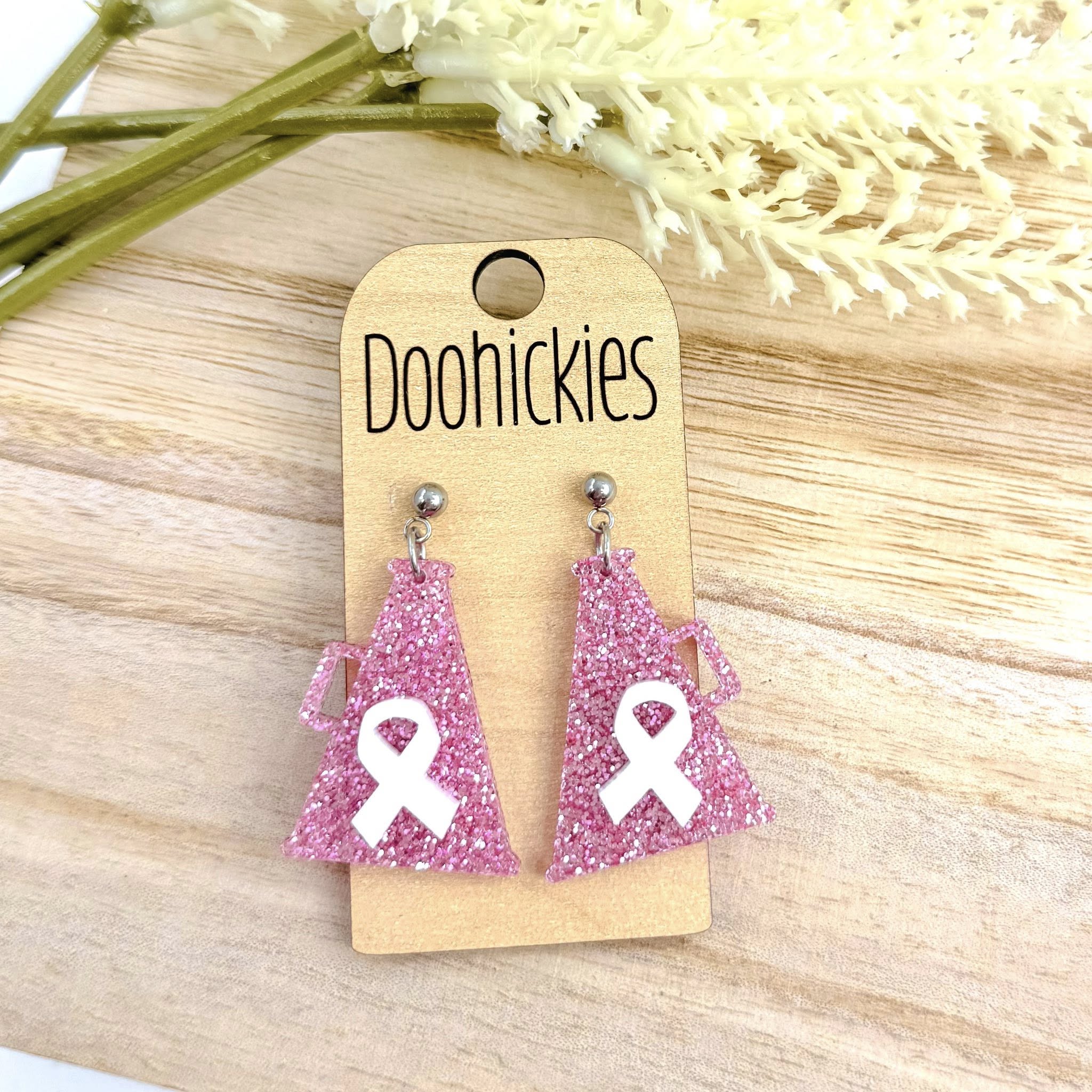 Pink Out Ribbon Megaphone Earring Collection - Breast Cancer Awareness Earrings