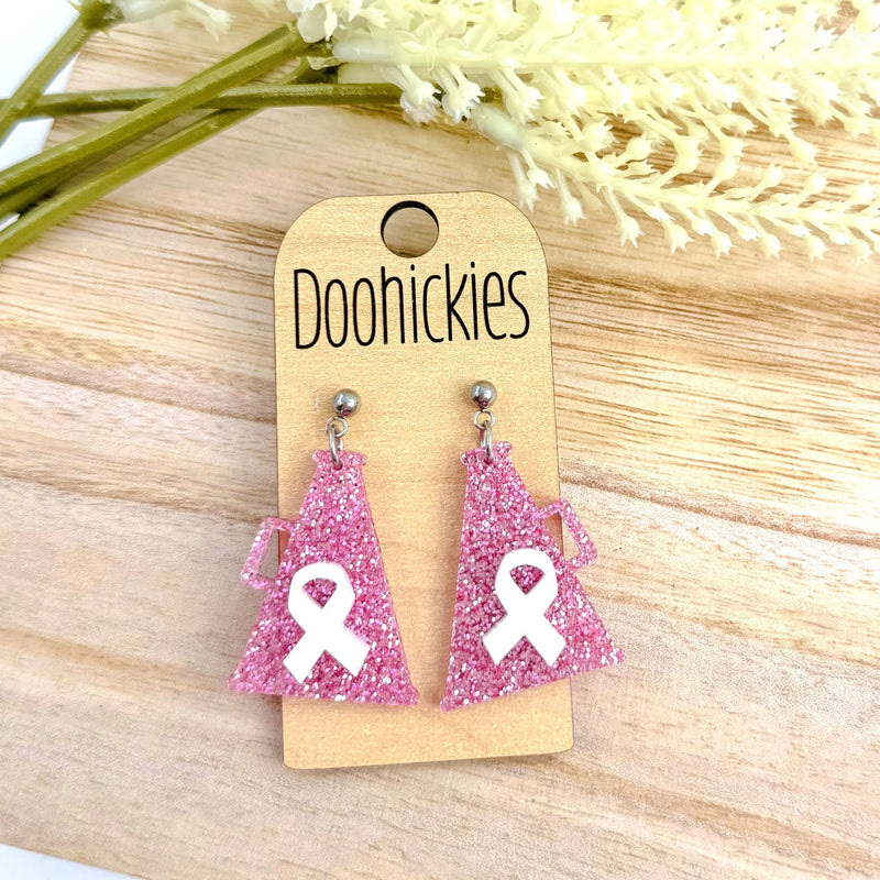 Pink Out Ribbon Megaphone Earring Collection - Breast Cancer Awareness Earrings