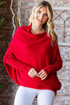 First Love Full Size Asymmetrical Hem Dolman Sleeve Sweater