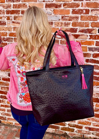 Black Ostrich Tote