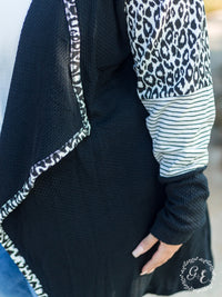 Feeling My Best Cardigan with Leopard & Stripe Details