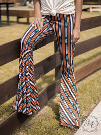 On the Dance Floor Stripe Flare Pants, Black