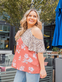 Sweeter Than The Rest Burnt Sienna Mixed Print Sleeveless Blouse