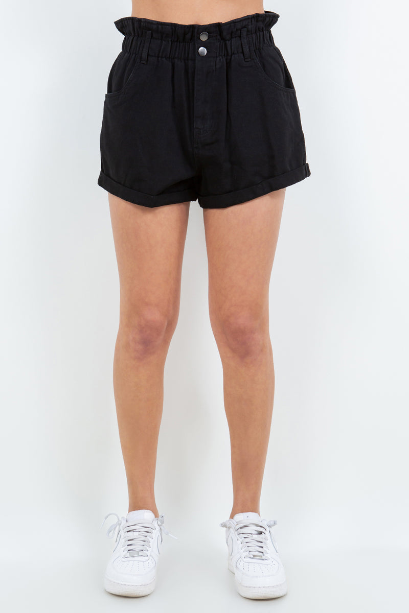 American Bazi High Waist Paper Bag Shorts