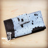 **Hair on Hide Leather Wallet in Black and White w/ Snap 302v