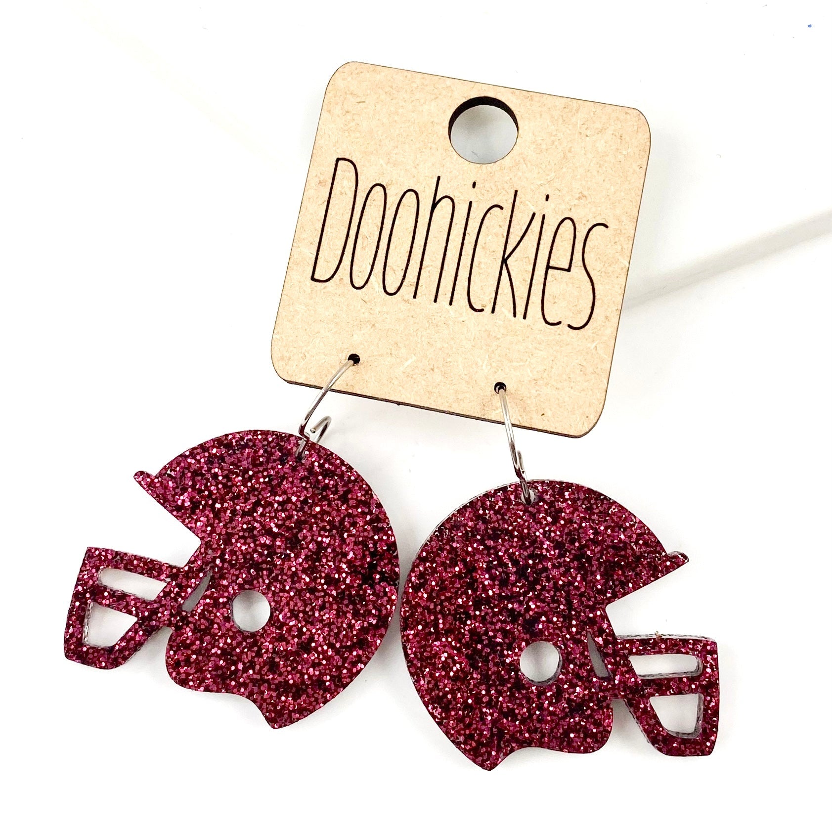1.25" Glitter School Spirit Football Helmet Dangles - Custom Spirit Earrings - Nine Color Options
