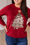 Red Top With Cowhide Tree and Sequin Fringe