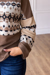 Tan Waffle Knit With Aztec Details