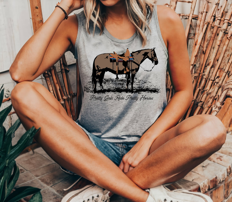 Pretty Girls Ride Pretty Horses Racerback Tank Top