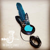 Blue Turquoise, Blue Feather & Leather Hat Band (Band Only) 980y