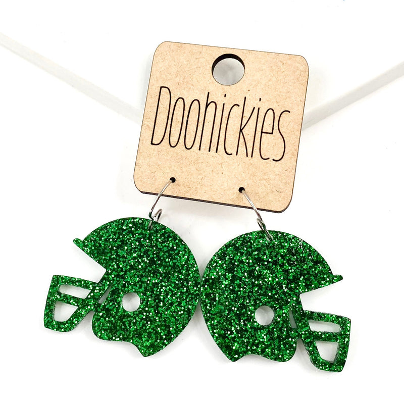 1.25" Glitter School Spirit Football Helmet Dangles - Custom Spirit Earrings - Nine Color Options