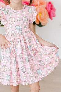 Easter Egg Hunt Flutter Sleeve Twirl Dress