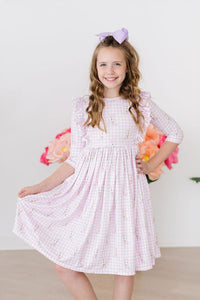 Baby Bunnies 3/4 Sleeve Ruffle Twirl Dress