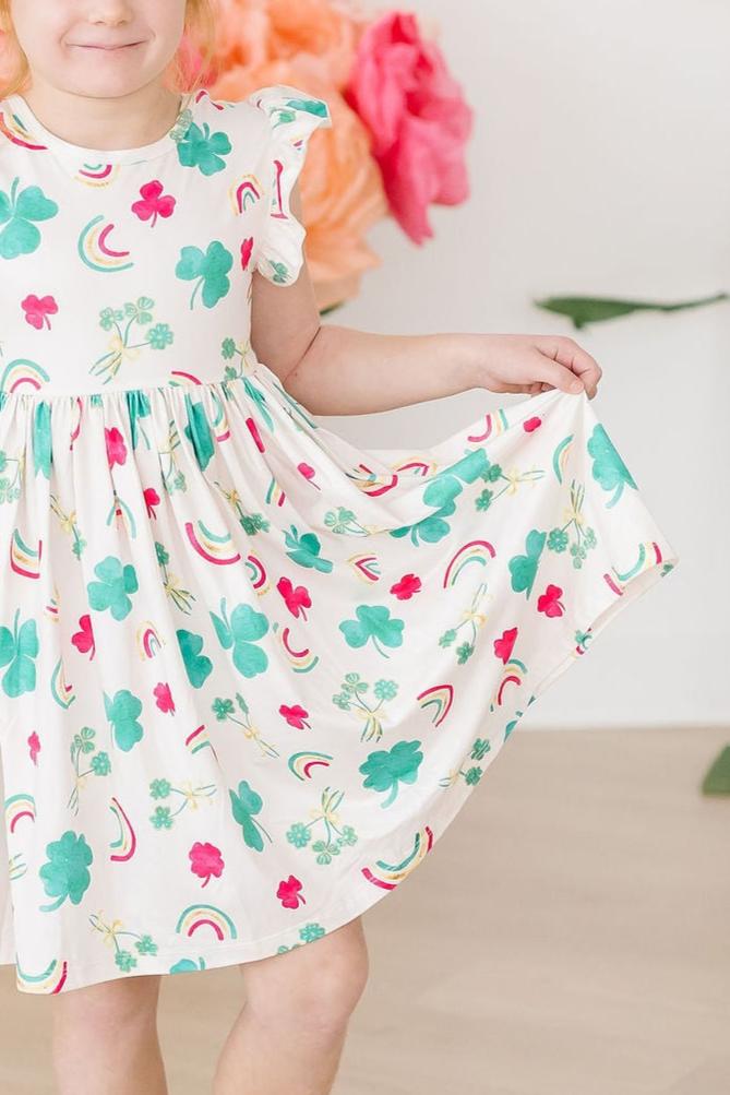 Top of the Mornin' Flutter Sleeve Twirl Dress