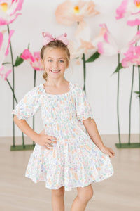 Hoppy Easter Smocked Ruffle Dress