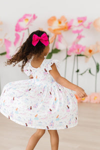 Fairy Princess Flutter Sleeve Twirl Dress