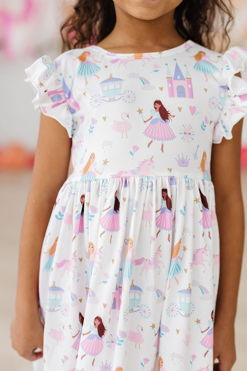 Fairy Princess Flutter Sleeve Twirl Dress