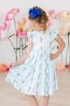 Texas Bluebonnets Flutter Sleeve Twirl Dress