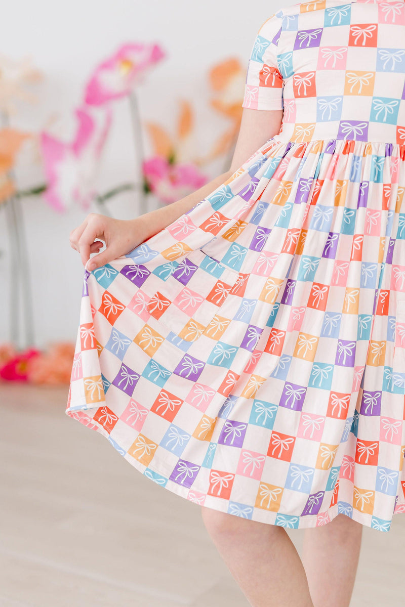 Rainbow Ribbons S/S Pocket Twirl Dress