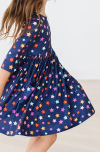 Halloween Stars 3/4 Sleeve Pocket Twirl Dress