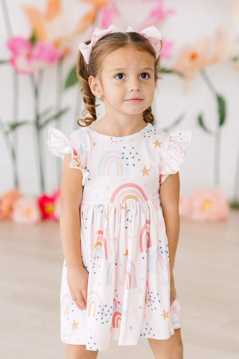 Over the Rainbow Flutter Sleeve Twirl Dress