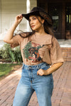 Giddy Up Jingle Horse on Taupe Crewneck Top