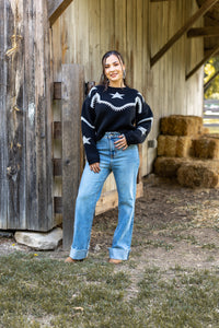 Rhinestone Wrangler Black Pullover