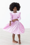 Carnation Pink Velvet Ruffle Twirl Dress