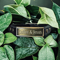 Leather Wristlet: Coffee & Jesus