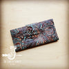**Embossed Leather Wallet-Brown Floral with Snap 303g