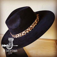 Boho Western Felt Hat w/ Choice of Genuine Leather Hat Band-Black 980c