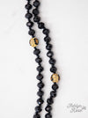 Curious Crystals, 60" Double Wrap Beaded Necklace in Black 8MM