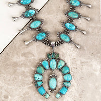 Yes Ma'am Turquoise Stone Squash Blossom Necklace