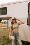 Kiss Me Cowboy Cap in Black