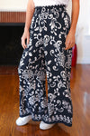 You Got This Black Paisley Floral Smocked Waist Palazzo Pants