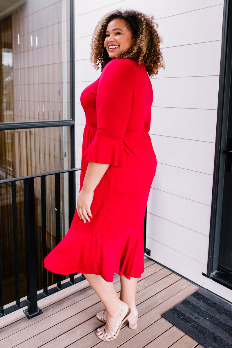 Cloudy Skies Dress in Crimson