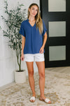 PREORDER: Crinkle Wove V-Neck Blouse in Four Colors