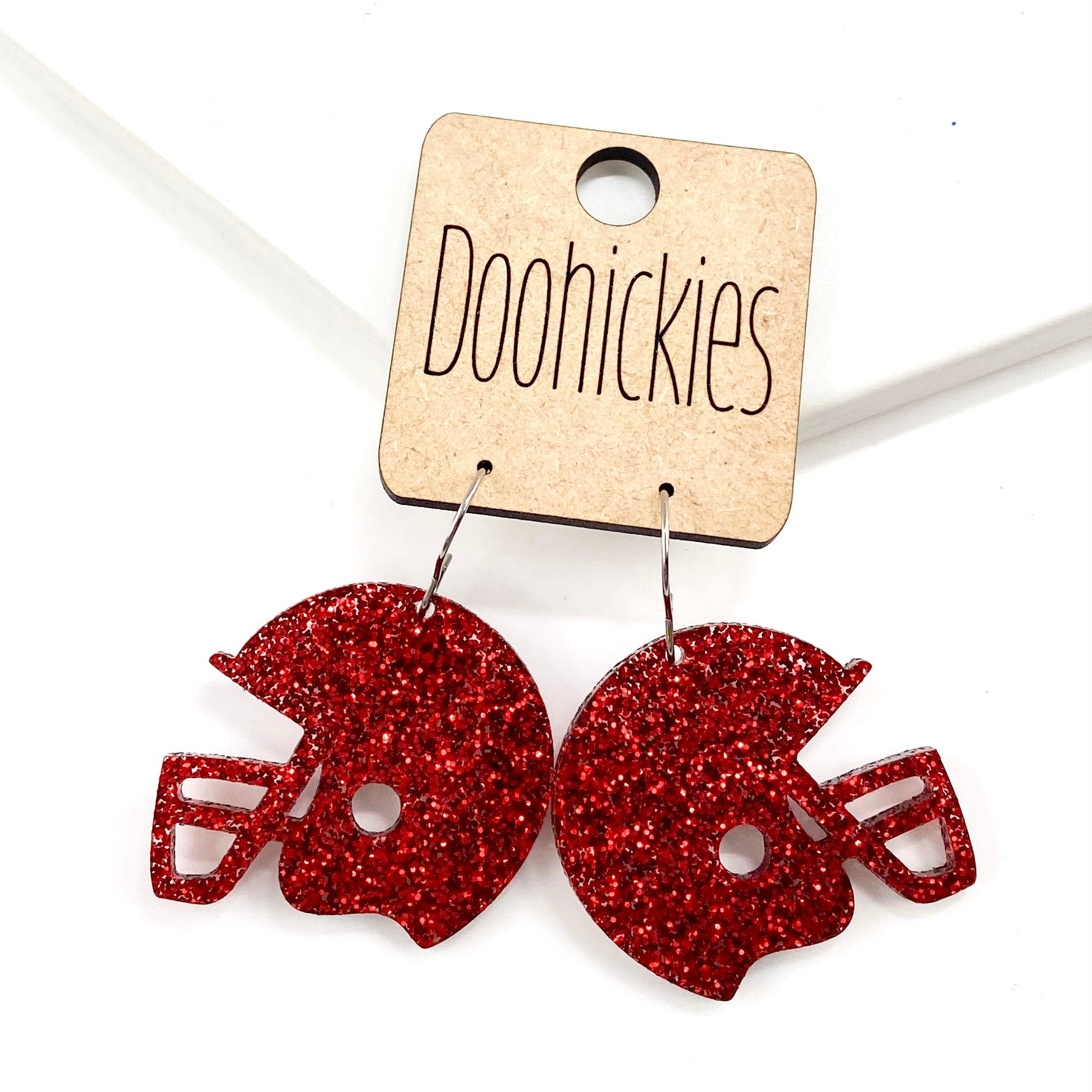 1.25" Glitter School Spirit Football Helmet Dangles - Custom Spirit Earrings - Nine Color Options
