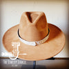 Boho Western Felt Hat w/ Choice of Leather Hat Band w/ Turquoise Slab-Tan 980k