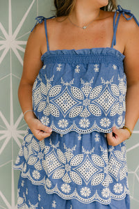 The Venice Maxi Skirt Set in Denim Blue