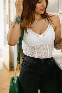 The Isra Lace Bodysuit in White