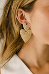 The Moxie Rhinestone Heart Earrings in Gold
