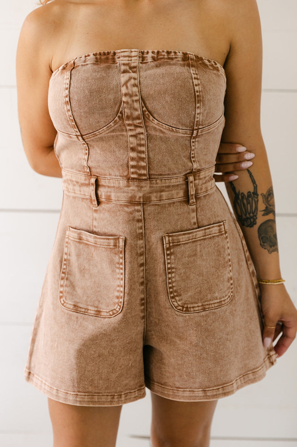 The Millie Romper in Tan