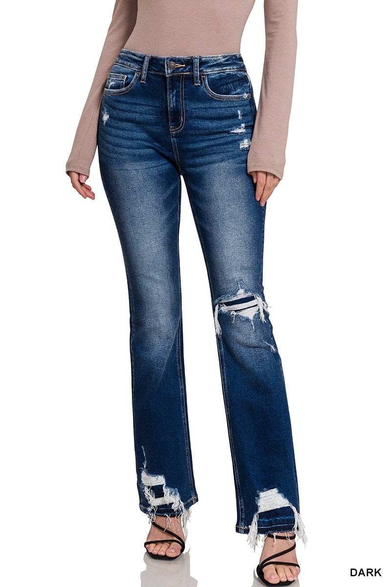 Feeling Empowered Denim Distressed Boot Cut Jeans